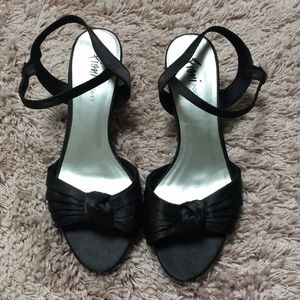 Black Silk Heels with Knot Detail